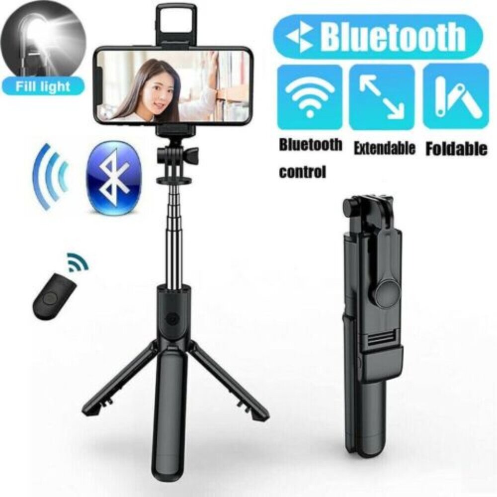 Selfie tripod stick 24'' adjustable bluetooth wireless remote for i phone & more